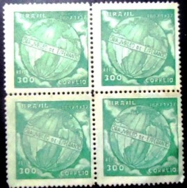 Quadra de selos postais do Brasil de 1937 Cinquentenário do Esperanto