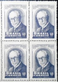 Quadra de selos postais do Brasil de 1952 Licinio Athanasio Cardoso