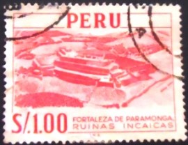 Selo postal do Peru de 1966 Inka-Fortress at Paramonga 1