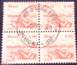 Quadra de selos postais do Brasil de 1980 Vaqueiro