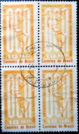 Quadra de selos comemorativos de 1963 - C 490 N