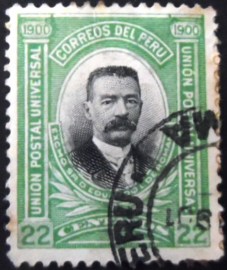 Selo postal do Peru de 1900 President Eduardo de la Romańa
