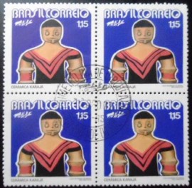 Quadra de selos postais do Brasil de 1972 Cerâmica Marajoara