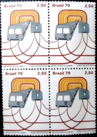 Quadra de selos postais do Brasil de 1979 Metrô Rio de Janeiro