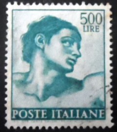 Selo postal da Itália de 1961 Head of Adam