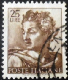 Selo postal da Itália de 1961 Head of the Prophet Isaiah