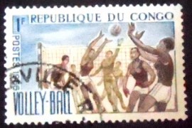 Selo postal da rep. Popular do Congo de 1966 Volleyball