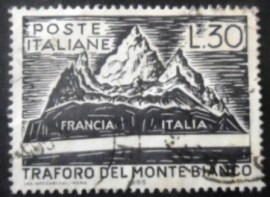 Selo postal da Itália de 1965 Mont Blanc Road Tunnel