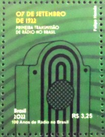 Selo postal do Brasil de 2022 Primeira Transmissão de Rádio