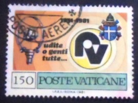 Selo postal do Vaticano de 1981 Rádio Vaticano 150