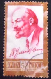 Selo postal da União Soviética de 1961 Lenin 50
