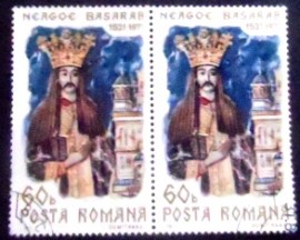 Par de selos postais da Romênia de 1971 Prince Neagoe Basarab