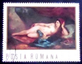 Selo postal da Romênia de 1971 Odaliske Eugène Delacroix