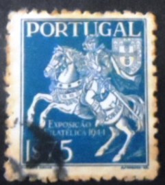 Selo postal de Portugal de 1944 Post Rider in the Middle Ages