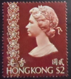 Selo postal de Hong Kong de 1976 Queen Elizabeth II