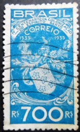 Selo postal do Brasil de 1935 Colonização Espírito Santo 700 rs