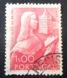 Selo postal de Portugal de 1948 St. John de Brito as Page at the Court