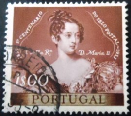 Selo postal de Portugal de 1953 Queen Maria II 1$ - 785 U