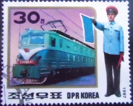 Selo postal da Coréia do Norte de 1987 Railways & Metro