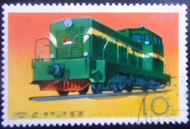 Selo postal da Coréia do Norte de 1976 Diesel locomotive