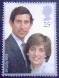 Selo postal do Reino Unido de 1981 Charles and Diana 25