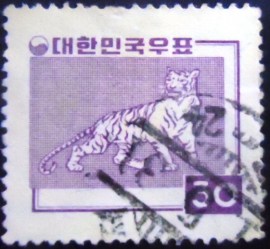 Selo postal da Coréia do Sul de 1958 Tiger