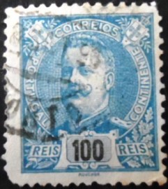 Selo postal de Portugal de 1895 King Carlos I 100 - 124 U