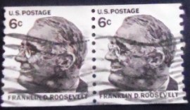 Par de selos postais dos Estados Unidos de 1968 Franklin D. Roosevelt
