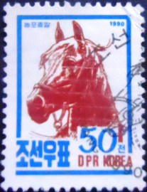 Selo postal da Coréia do Norte de 1990 Horse