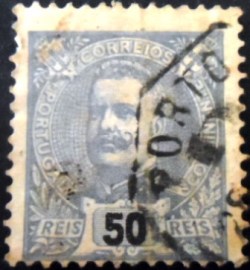 Selo postal de Portugal de 1905 King Carlos I 50rs - 119 U