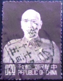 Selo postal de Taiwan de 1953 Portrait of Chiang Kai-Shek 20