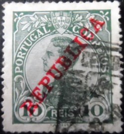 Selo postal de Portugal de 1910 - King Manuel II República 2½ - 170 U