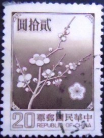 Selo postal de Taiwan de 1987 Plum blossoms 20
