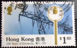 Selo postal de Hong Kong de 1990 Street lamp and pylon