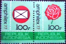 Se-tenant da Indonésia de 1977 Amphilex 77 International Stamp Exhibition