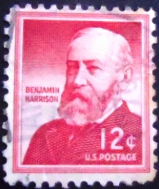 Selo postal dos Estados Unidos de 1959 Benjamin Harrison