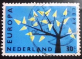 Selo postal da Holanda de 1962 Stylised Tree with 19 Leaves