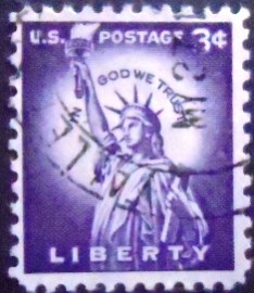 Selo postal dos Estados Unidos de 1954 Statue of Liberty 3A