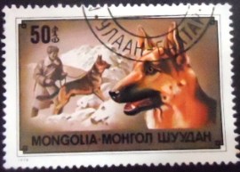 Selo postal da Mongólia de 1978 German Shepherd