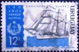 Selo postal do Uruguai de 1968 Gunboat