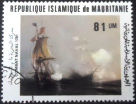 Selo postal da Mauritânia de 1981 The Naval Battle of Chesapeake Bay 1781