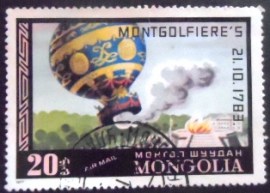 Selo postal da Mongólia de 1977 Montgolfier's Balloon