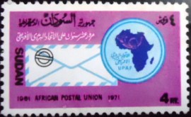 Selo postal do Sudão de 1972 Letter and African Postal Union