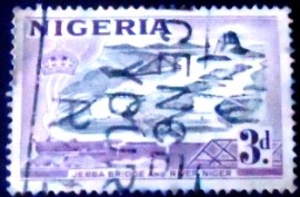 Selo postal da Nigéria de 1958 Jebba Bridge and River Niger
