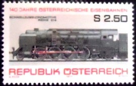 Selo postal da Áustria de 1977 Locomotive BR 214