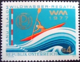 Selo postal da Áustria de 1977 White Water Rafting
