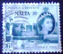 Selo postal de Malta de 1956 Neolithic Temples at Tarxien 6