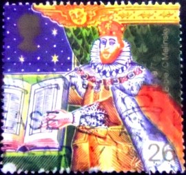 Selo postal do Reino Unido de 1999 King James I and Bible