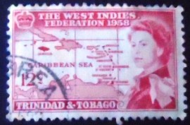 Selo postal de Trinidad e Tobago de 1958 Map of Federation