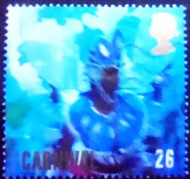 Selo postal do Reino Unido de 1998 Woman in Blue Costume and Headdress